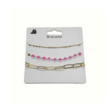 Multi-Layered Gold and Pink Beaded Bracelet Set