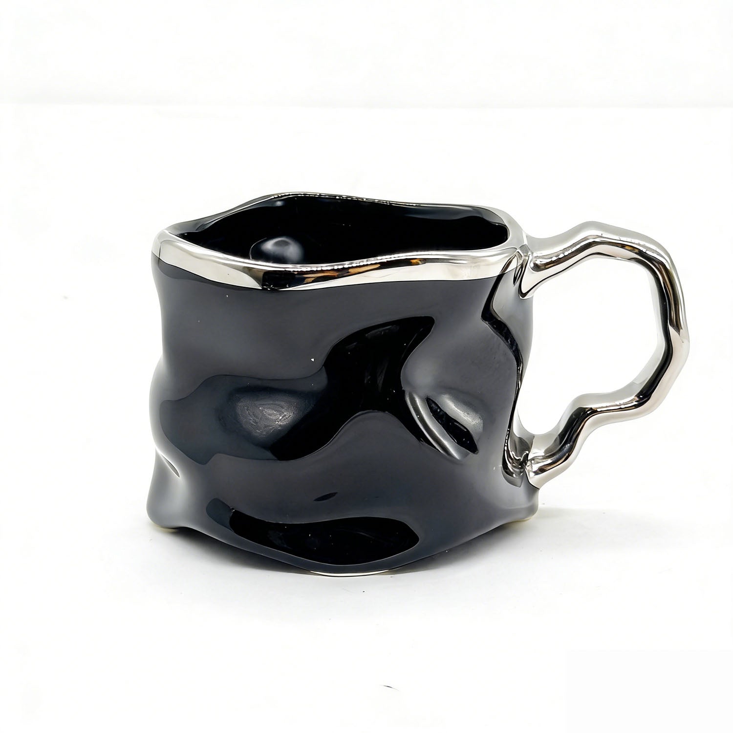 Ceramic cup with modern metallic handle design 1