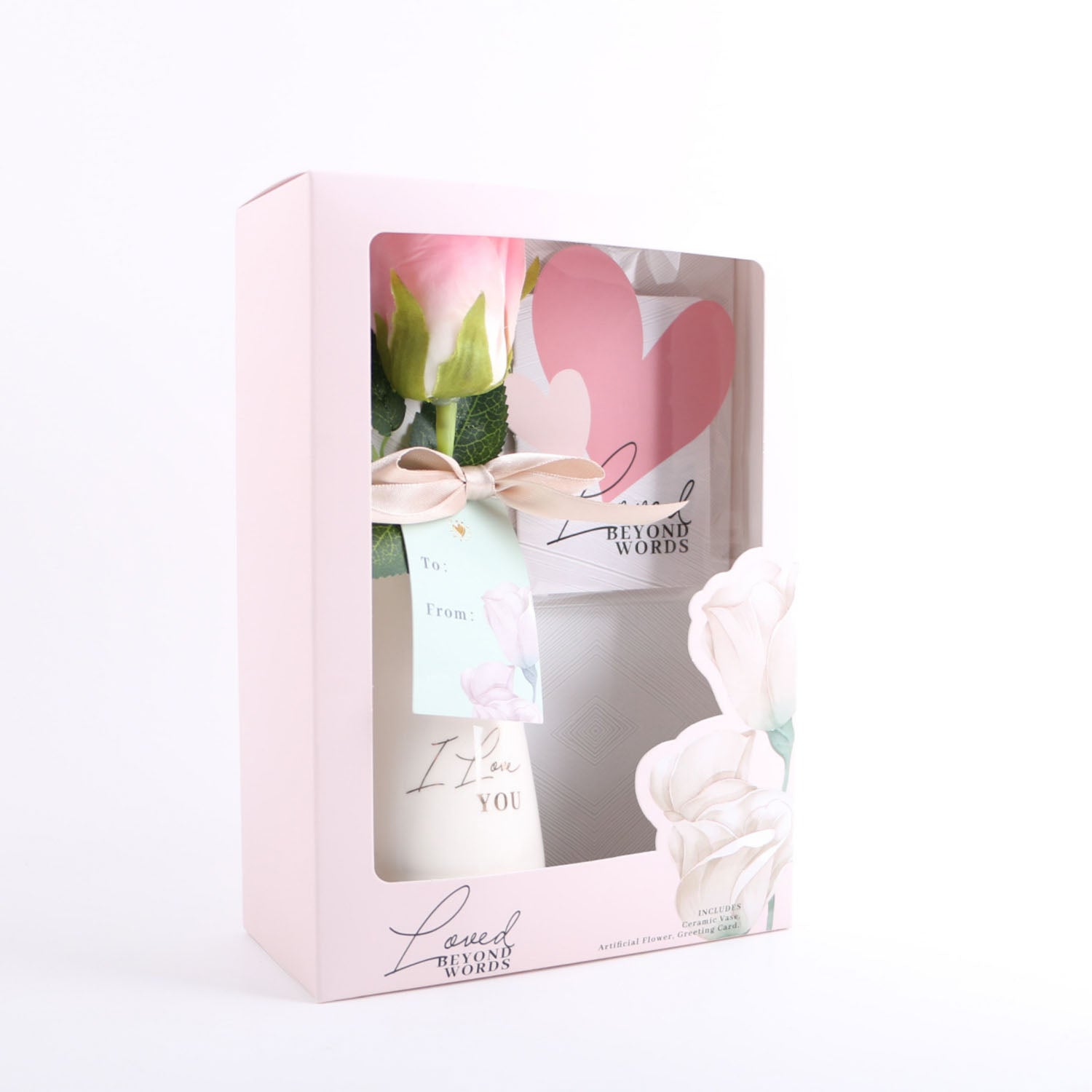 Ceramic Vase Gift Set with Artificial Flower and Greeting Card 4