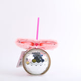 Disco Ball Tumbler with pink glasses set