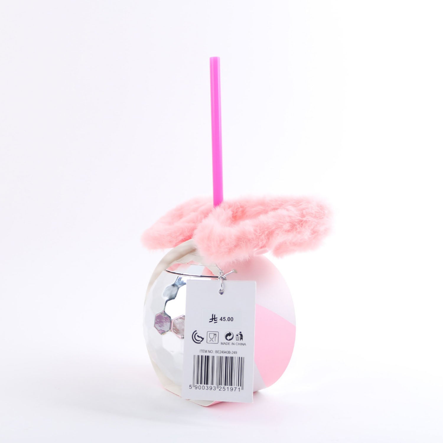 Disco Ball Tumbler with pink glasses set