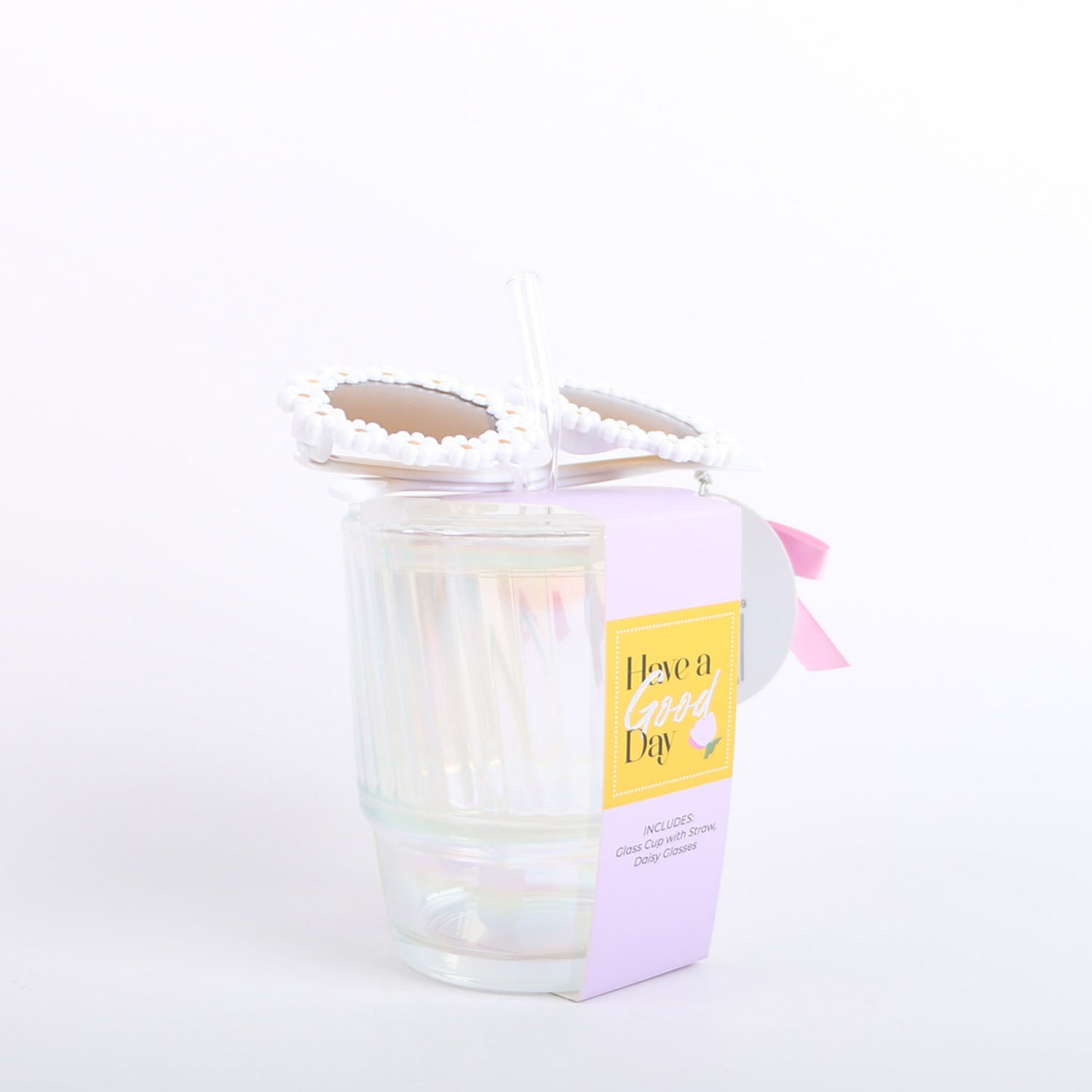 Glass Cup Set with Straw and Daisy Sunglasses 3