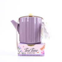 Purple Ceramic Teapot with Yellow Lid 1