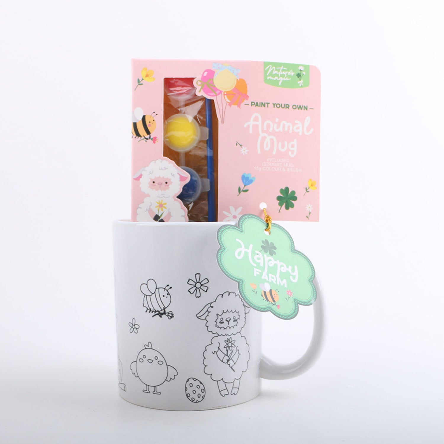 Ceramic cup gift set for painting with brush and colors 1