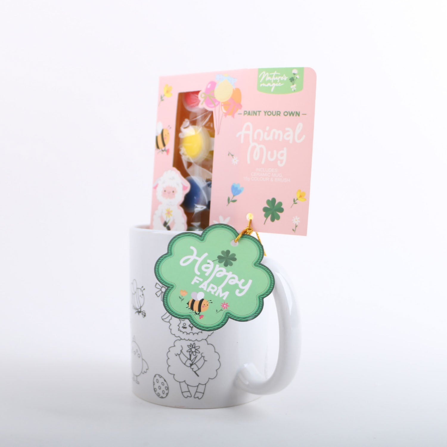 Ceramic cup gift set for painting with brush and colors 2