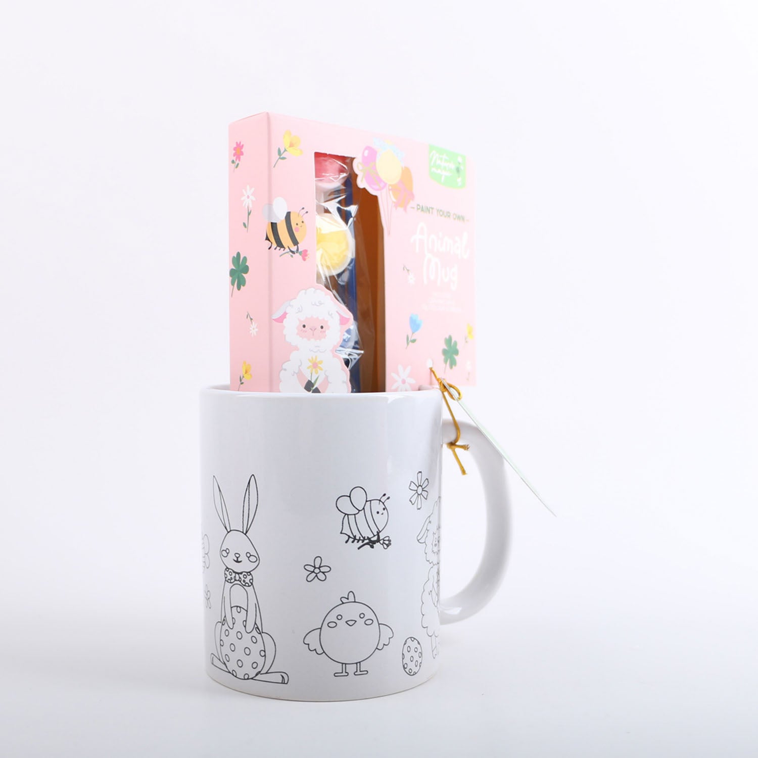 Ceramic cup gift set for painting with brush and colors 3