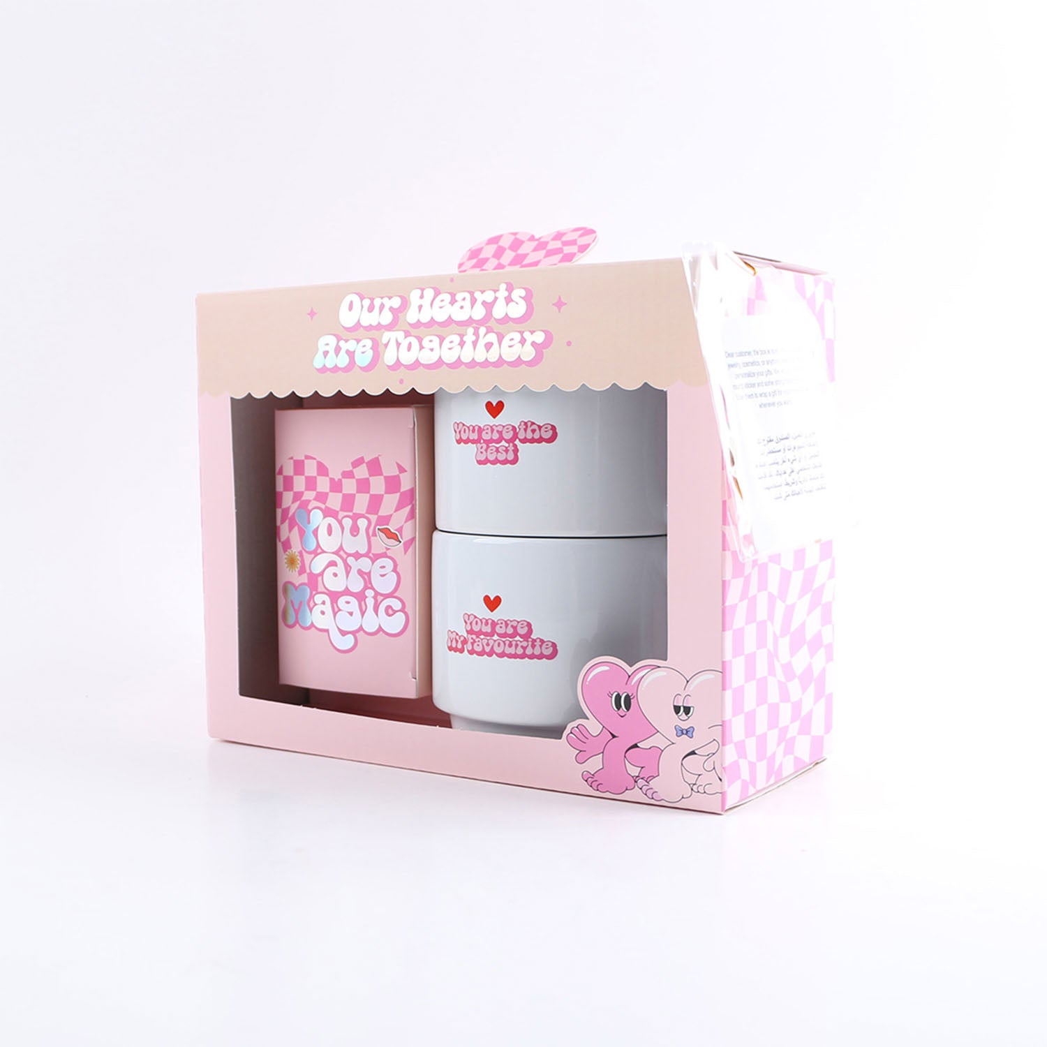 LOVE MUGS GIFT SET 2pc stackable ceramic mug,,