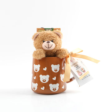 Ceramic cup with bear print and plush gift 1