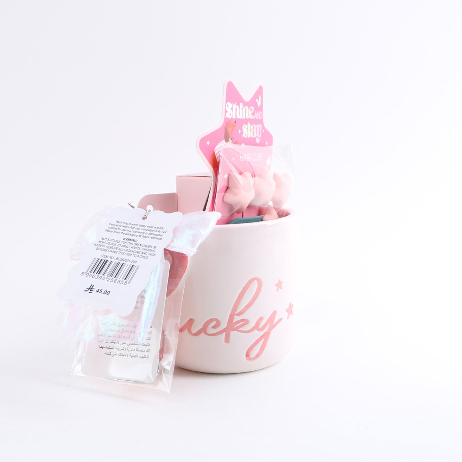 Pink Star Hair Clip Accessory Mug Set 6