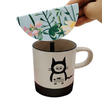 Ceramic cup with Cat Print and Floral Lid 2