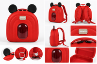 Kids red Mickey Mouse backpack with large mouse-ear top and front clear pocket