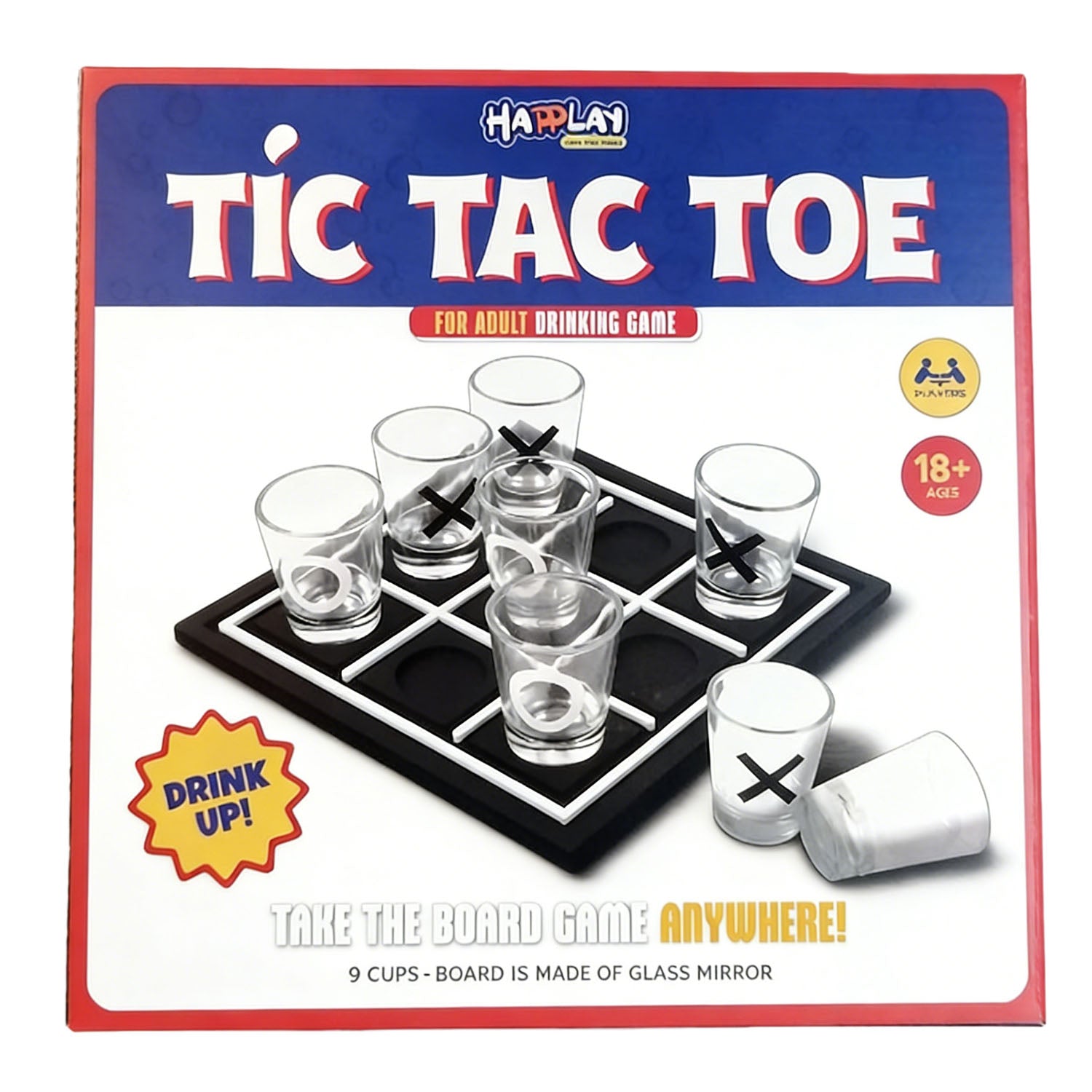 Adult Tic Tac Toe Drinking Game with Glass Shot Cups 2