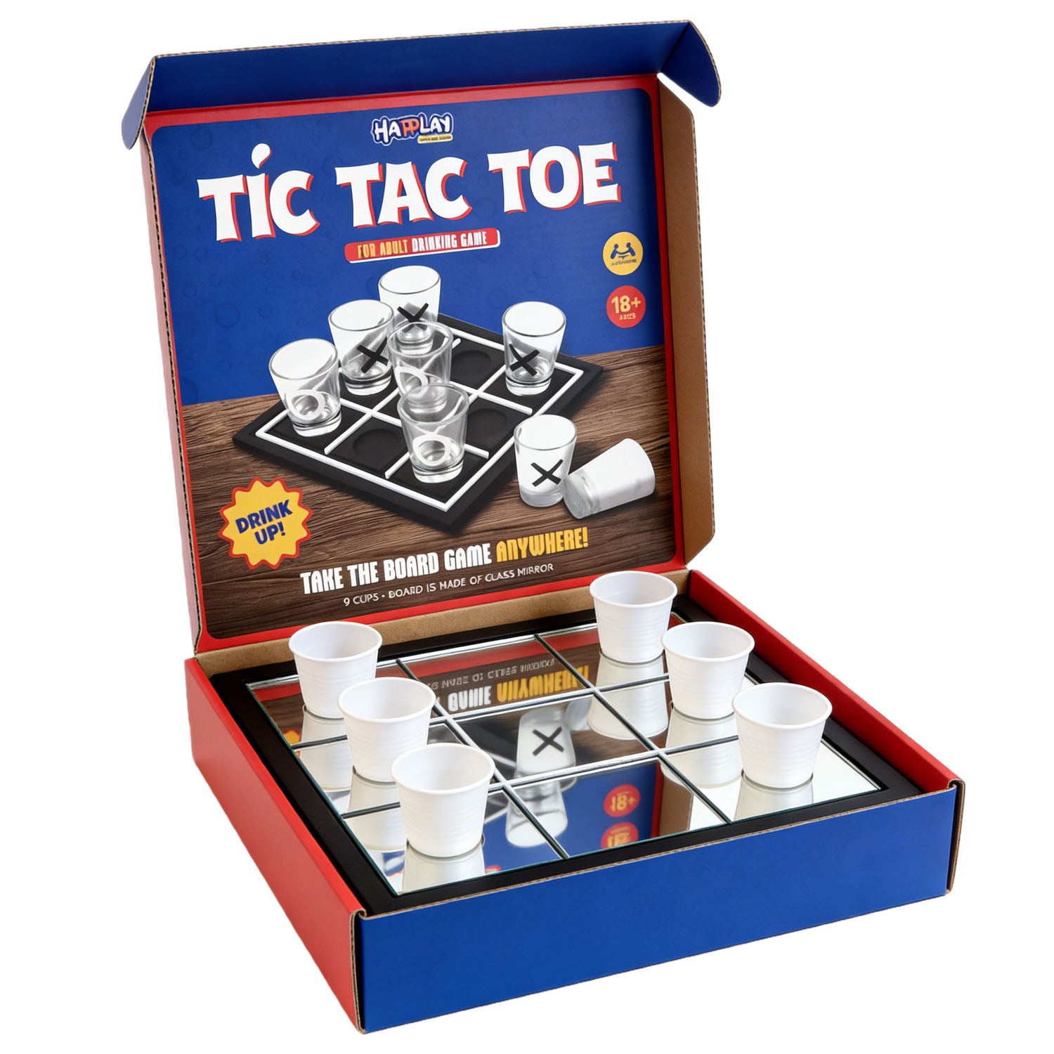 Adult Tic Tac Toe Drinking Game with Glass Shot Cups 1