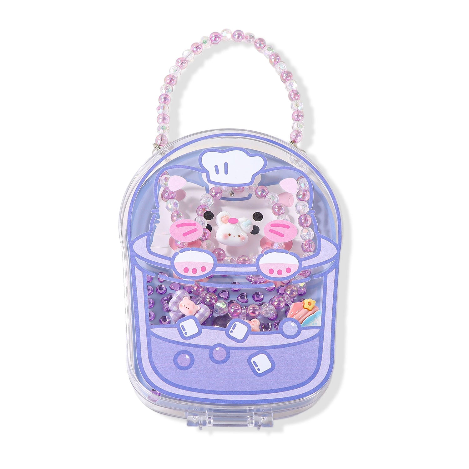 Transparent Cartoon Design Handbag with Sparkling Beads 3