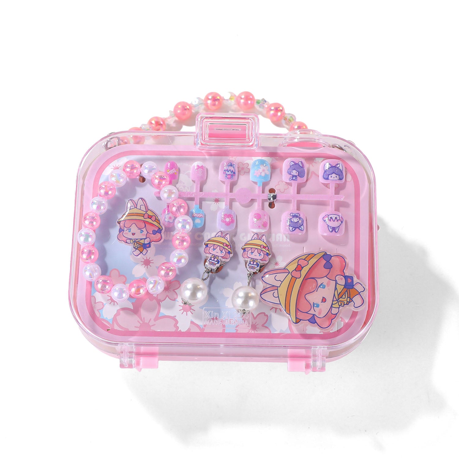 Pink Cartoon Design Makeup Kit with Accessories Bag 5