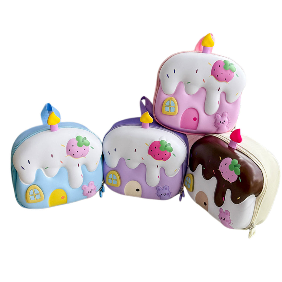 Light-up kids backpack set in four colors with cute animal and house prints