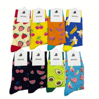Assorted fruit print socks set, multiple pairs with tags