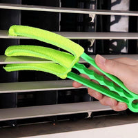 3-head cleaning brush with lime-green microfiber pads, extendable green handle