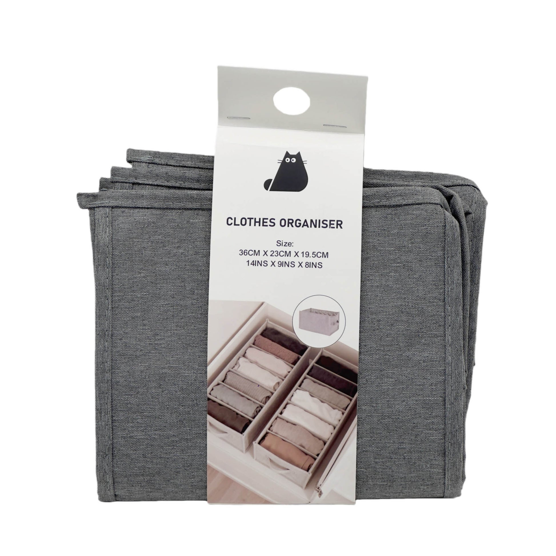 Fabric Clothes Organizer with Inner Divider - Grey 2