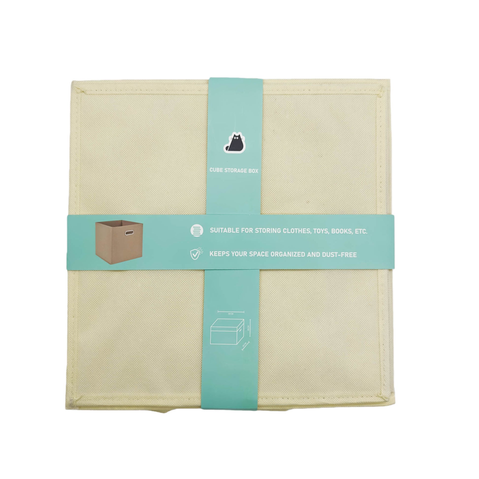 Foldable Fabric Storage Bin with Metal Handles - Beige 6