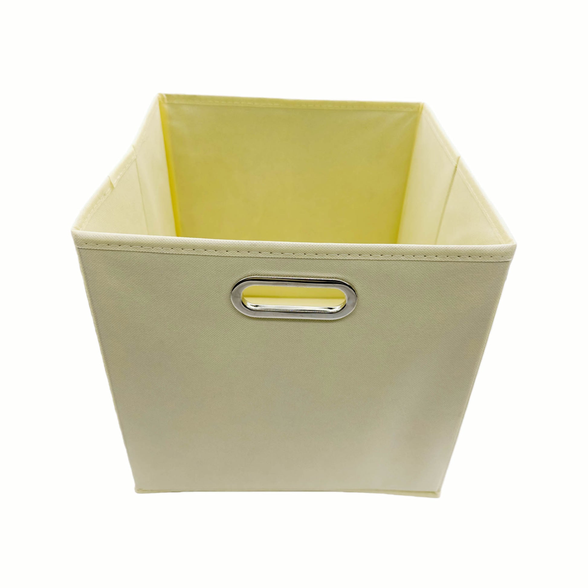 Foldable Fabric Storage Bin with Metal Handles - Beige 3