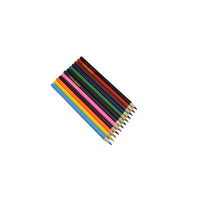 Set of colored pencils, angled view showing multiple bright pencil bodies and sharpened tips