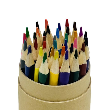 Color pencil set in kraft paper holder with multiple colored pencils, sharpened tips