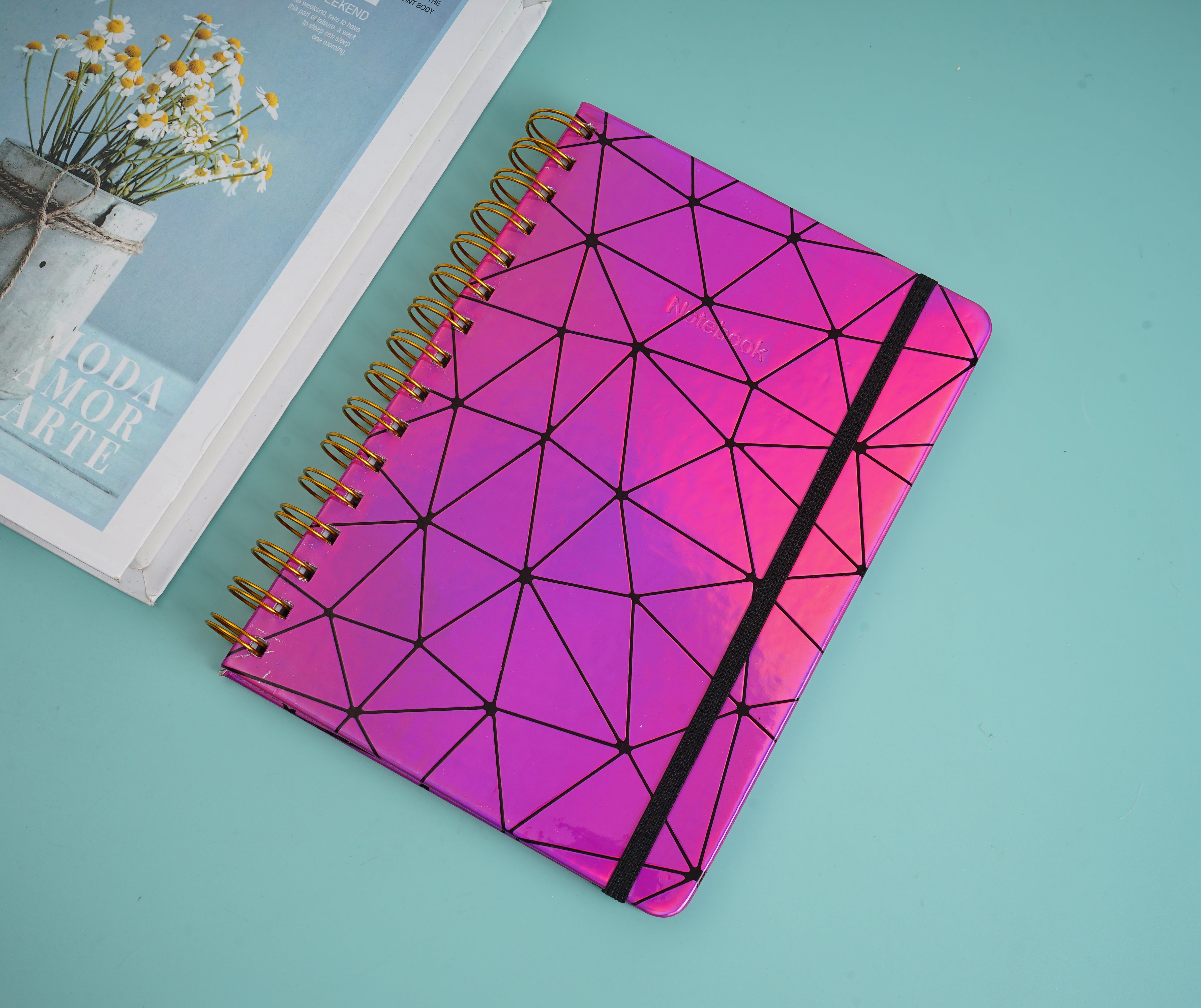 A5 Laser geometry pattern coil notebook/mixed