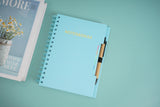 Simple with pen coil notebook/blue