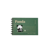 Small spiral notebook with green panda cover and grid panel