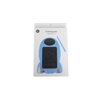 Kids digital drawing pad box showing blue rocket design and included stylus
