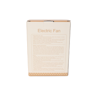 Electric fan retail box back panel with printed instructions and barcode