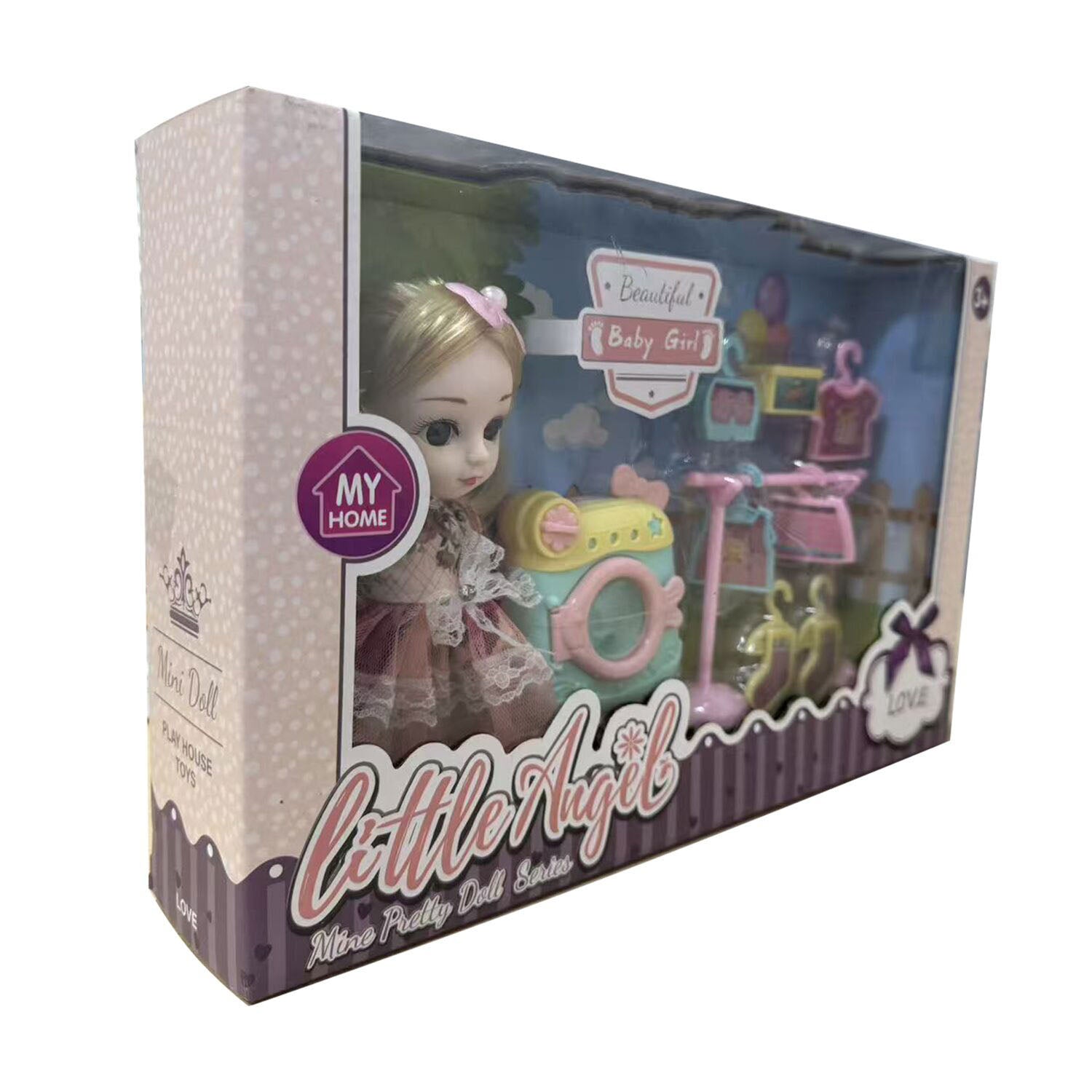 Beautiful Baby Girl Doll with Laundry Playset 3