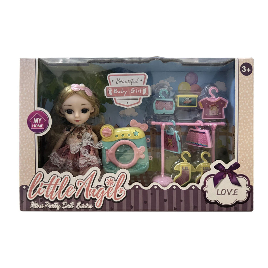 6-inch fashion doll set in box with baby girl doll and display accessories