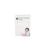 Facial cleansing cloths box with label and folded white cloth image