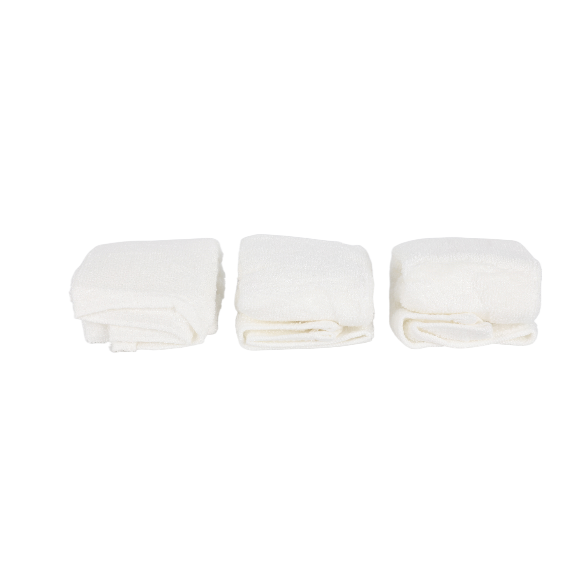 White facial cleansing cloths shown as three folded packs