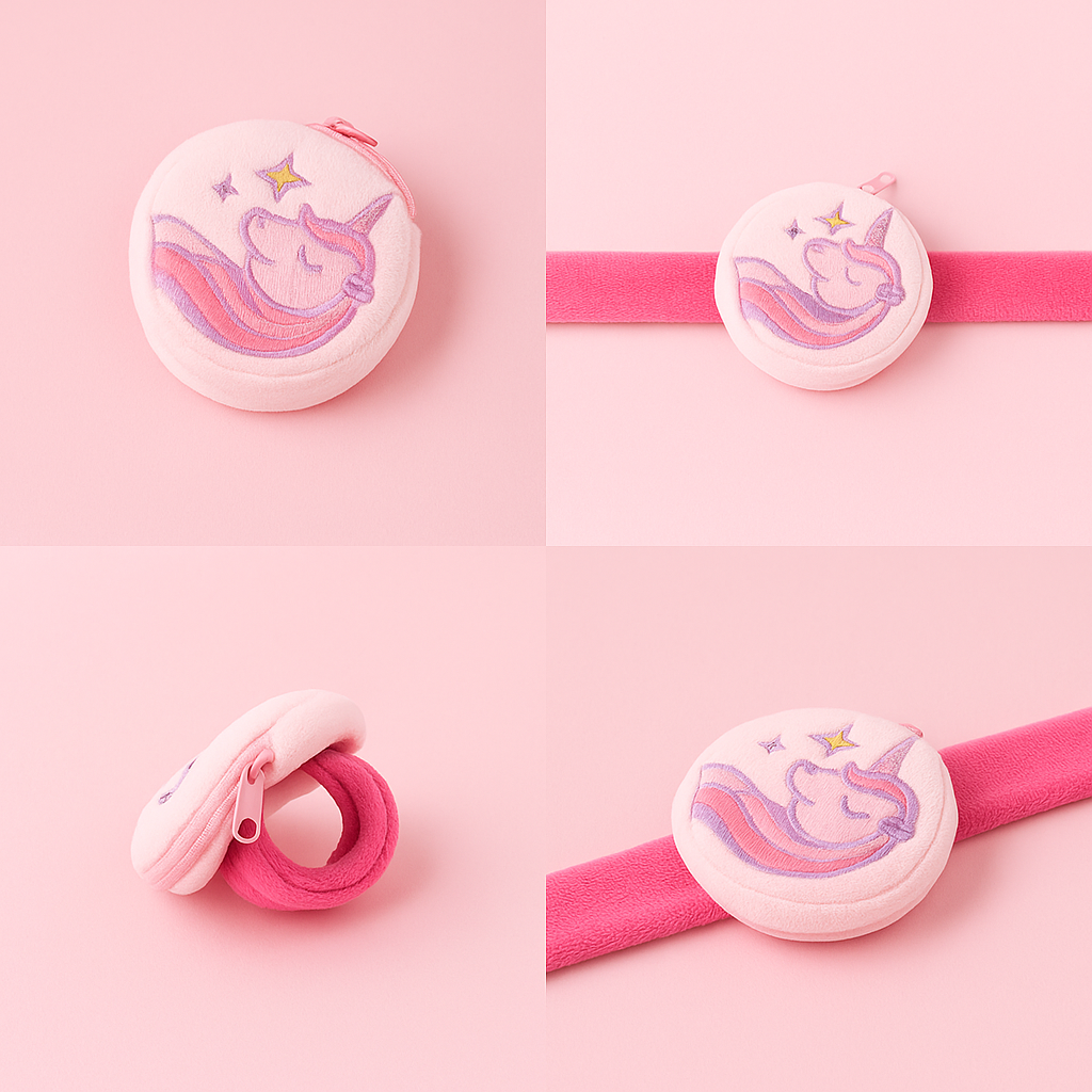 Fluffy Pink Slap Band Wrist Wallet