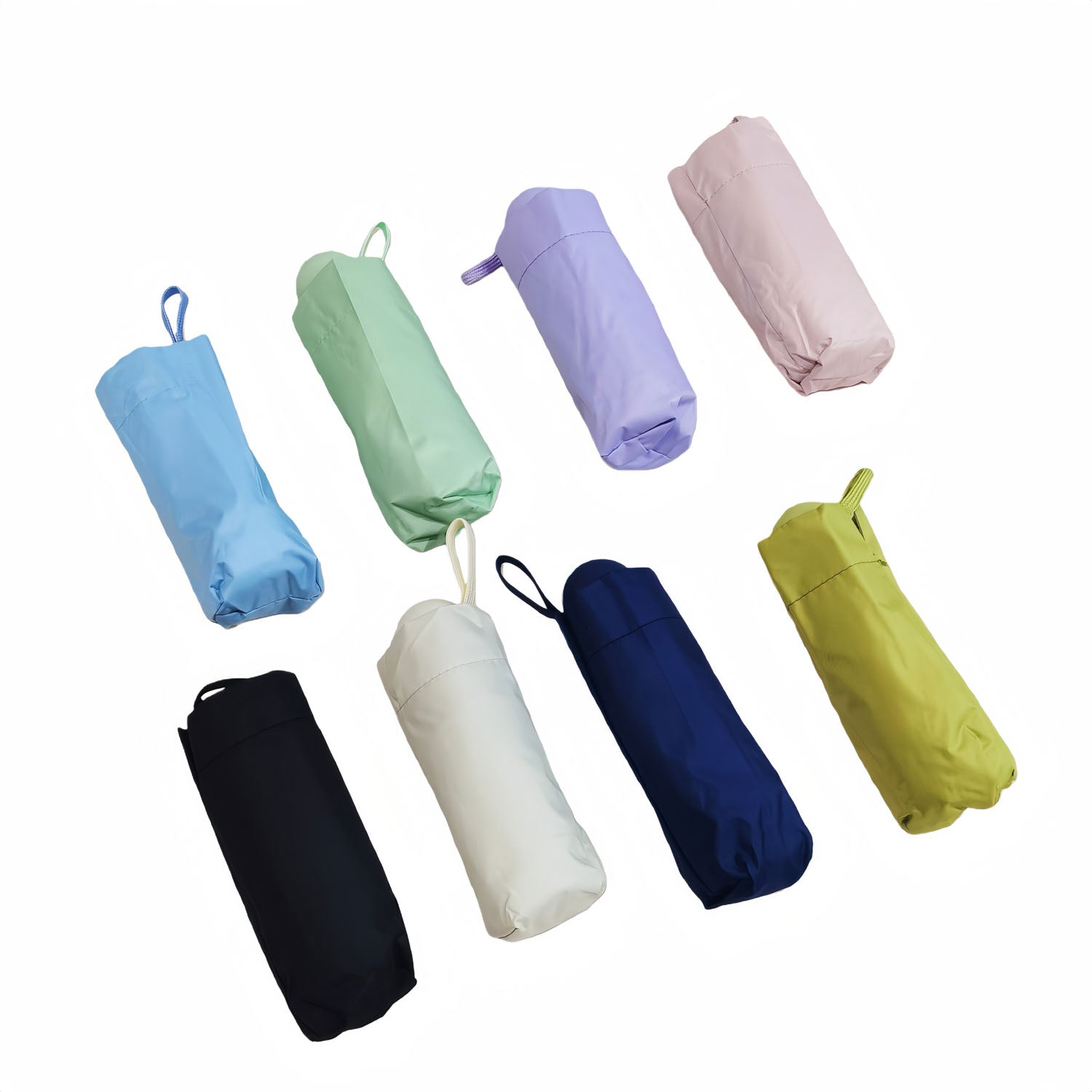 Folding umbrella assorted colors, multiple folded canopies with storage ties