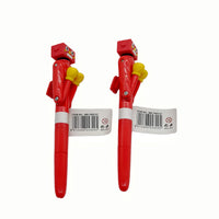 Red boxing-themed pen, side view with glove grip and barcode tag