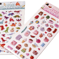 Puffy Stickers Set – Dinosaurs and Sweets Designs (2 Sheets) 2