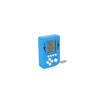Blue handheld electronic game device with screen, D-pad and buttons