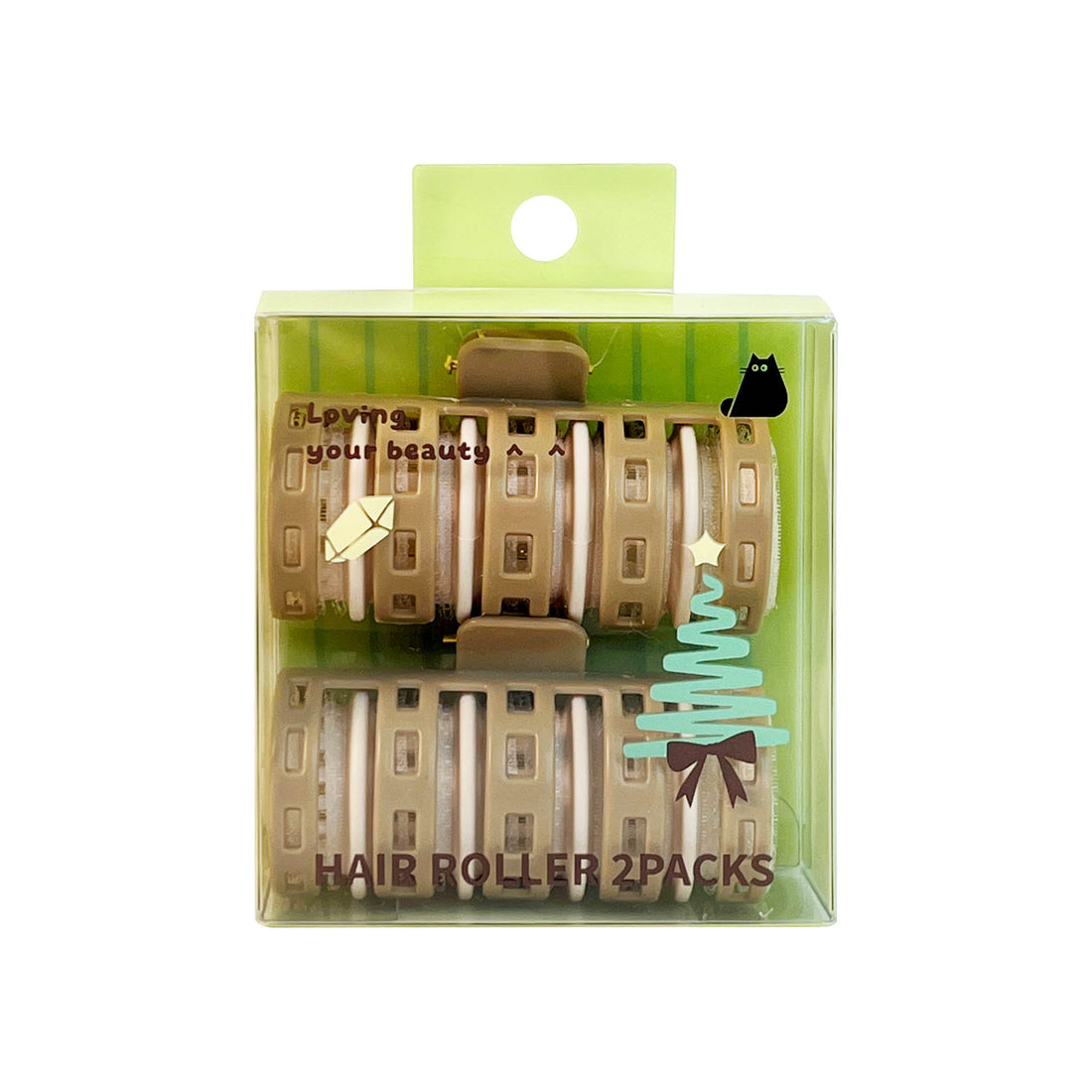 Plastic medium hair rollers with clips, 2-pack in retail box