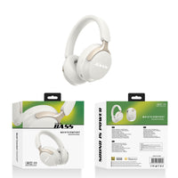 White over-ear headphones with cushioned ear cups and adjustable headband