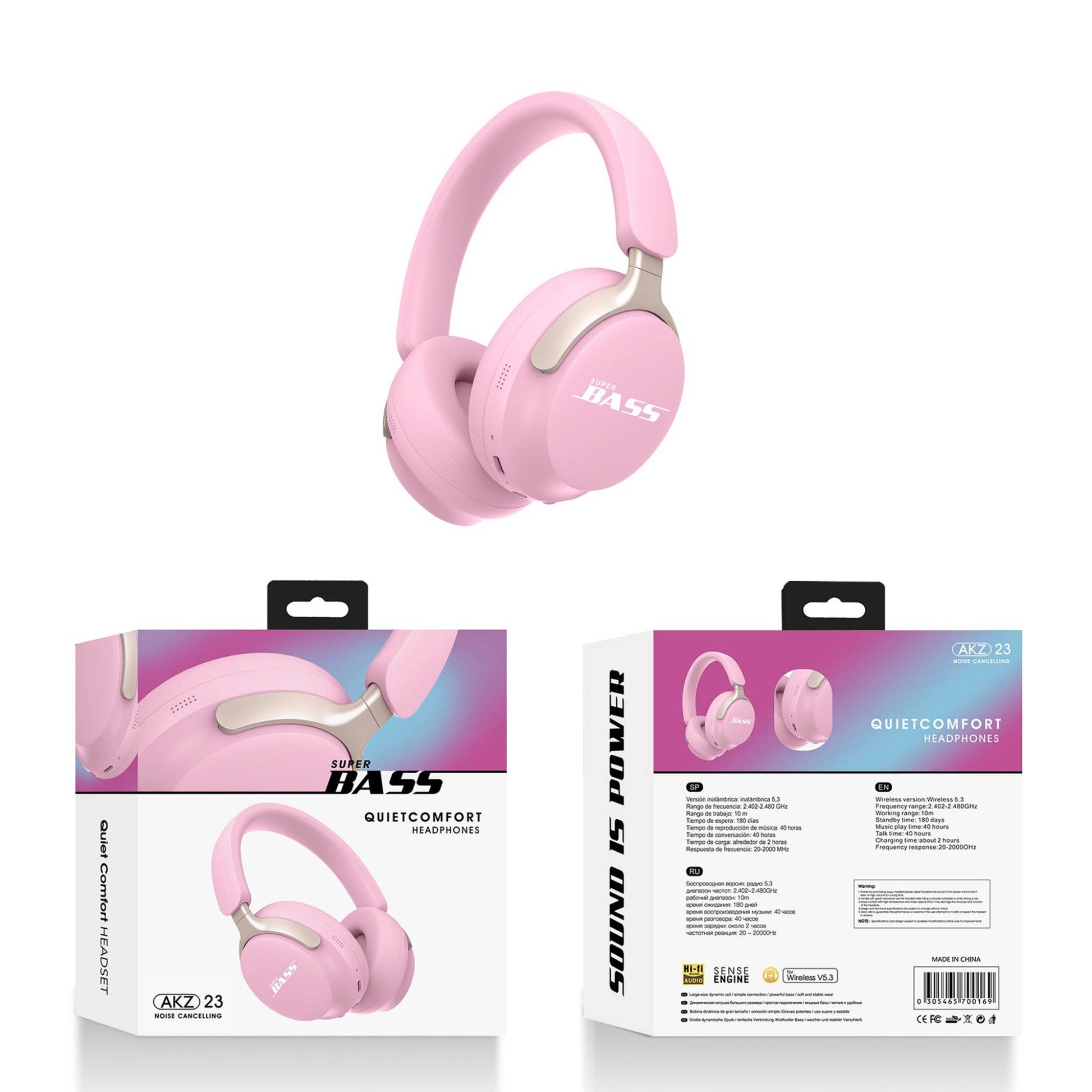 Pink over-ear headphones with cushioned ear cups and adjustable headband