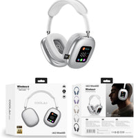 Wireless over-ear headphones, light gray earcups with RGB display and TF logo