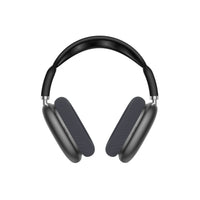 Black over-ear headphones with cushioned earcups, front view.