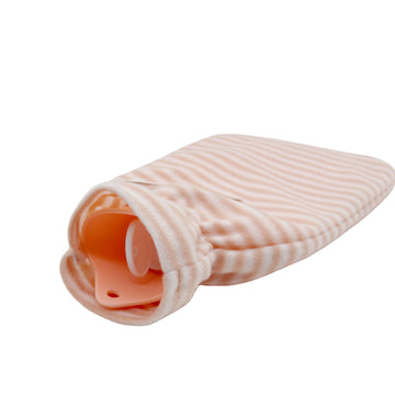 Mickey hot water bottle 1L with striped cover and orange open spout