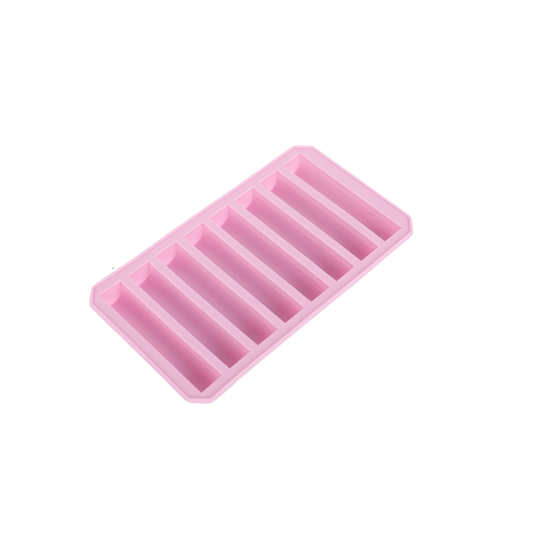 Silicone ice cube tray, pink with long rectangular mold channels