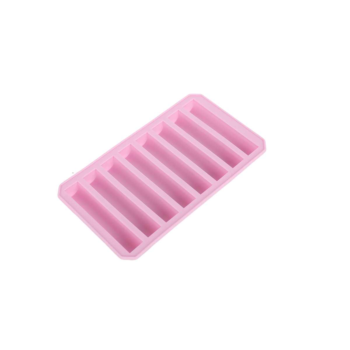 Silicone ice cube tray, pink with long rectangular mold channels