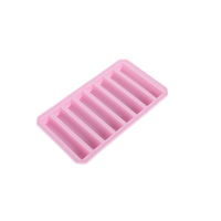 Silicone ice cube tray, pink with long rectangular mold channels